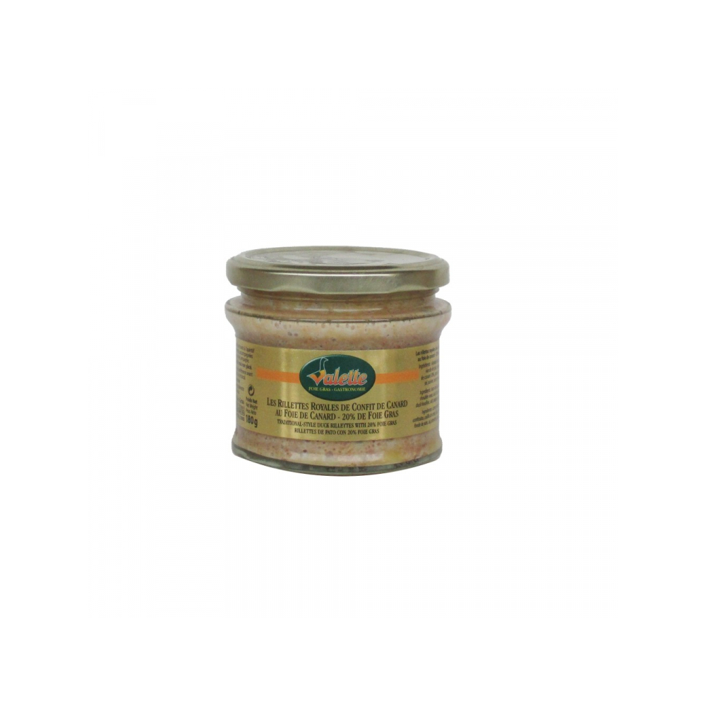 Le Lot de 2 Rillettes Royales de Confit de Canard au Foie de Canard (23 % de Bloc de Foie Gras) + 180 g