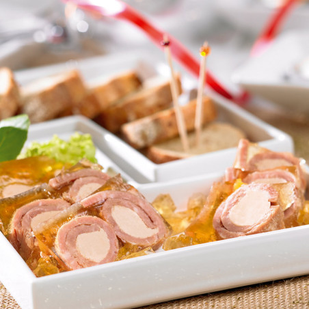 Rondos de Jambon au Foie de Canard et à la Gelée au Monbazillac (30% de Bloc de Foie Gras)